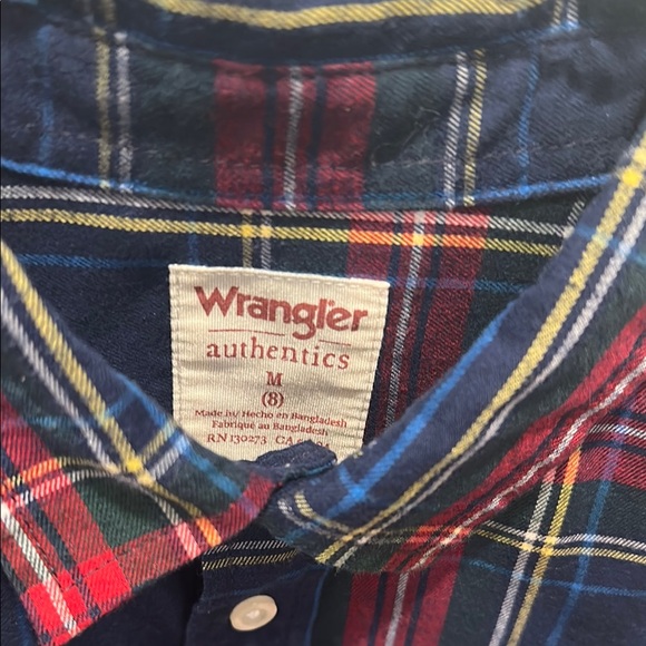 Wrangler Blue and Red Plaid Button Down Shirt - Picture 2 of 4